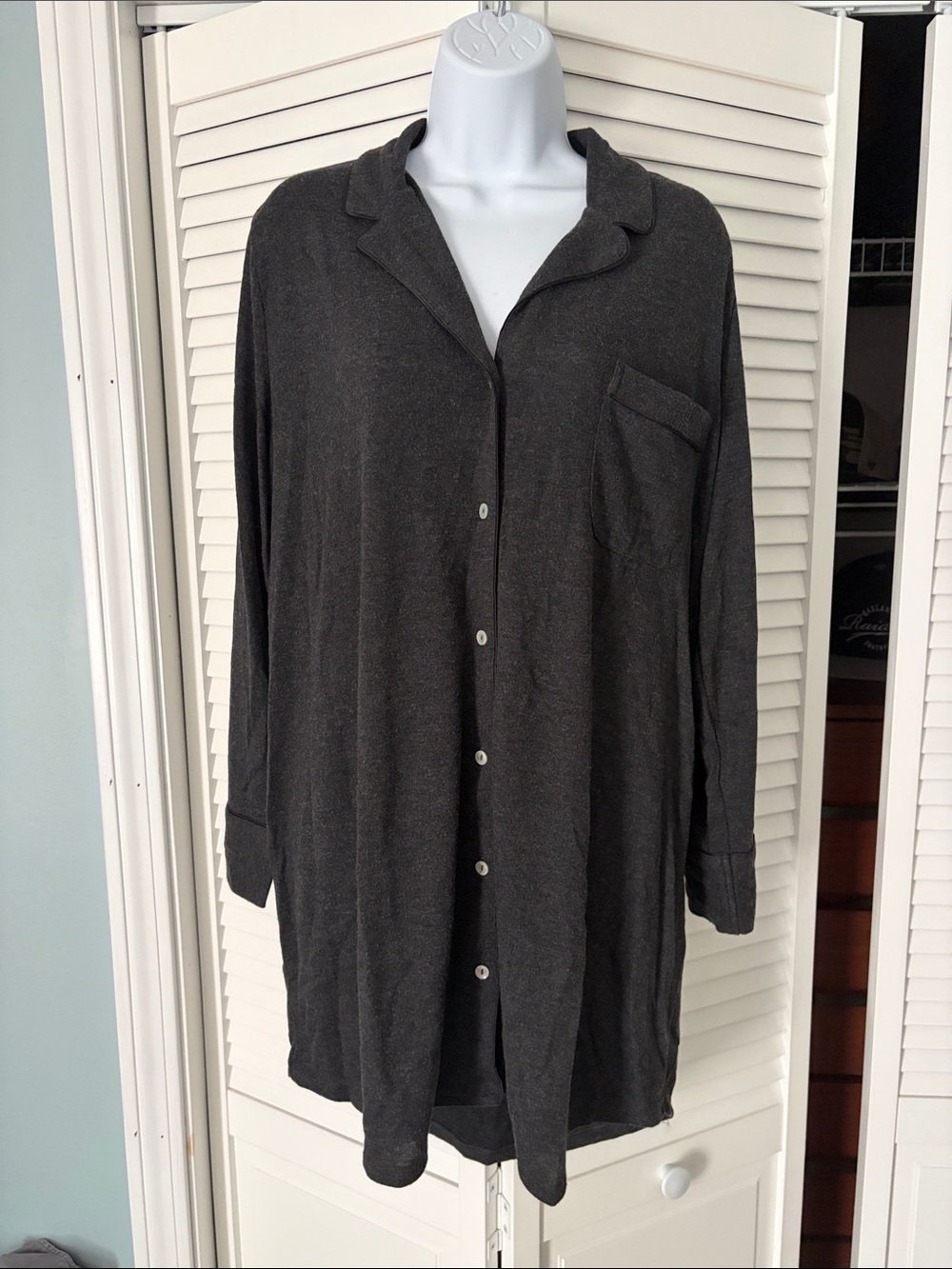 Victoria's Secret Charcoal Gray Button-Front Sleep Shirt